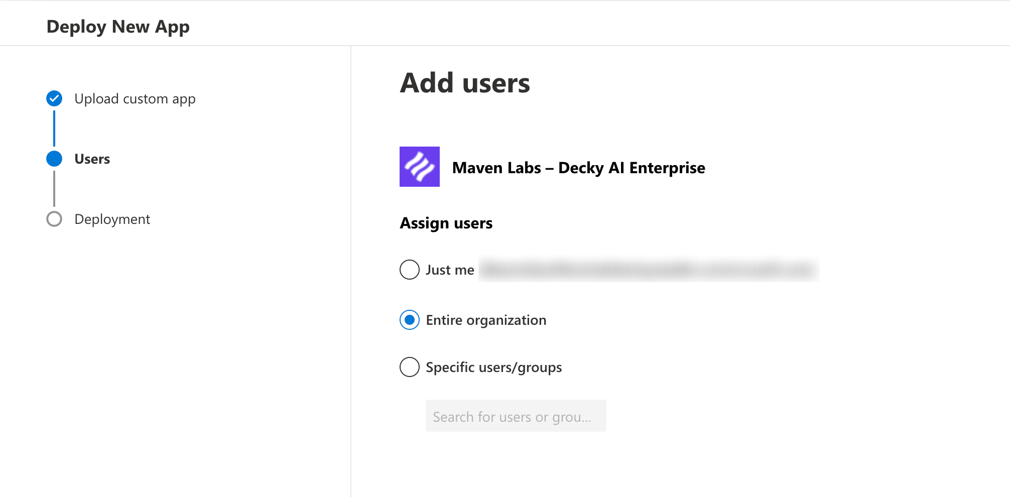 Assigning the Decky AI add-in to the entire organisation