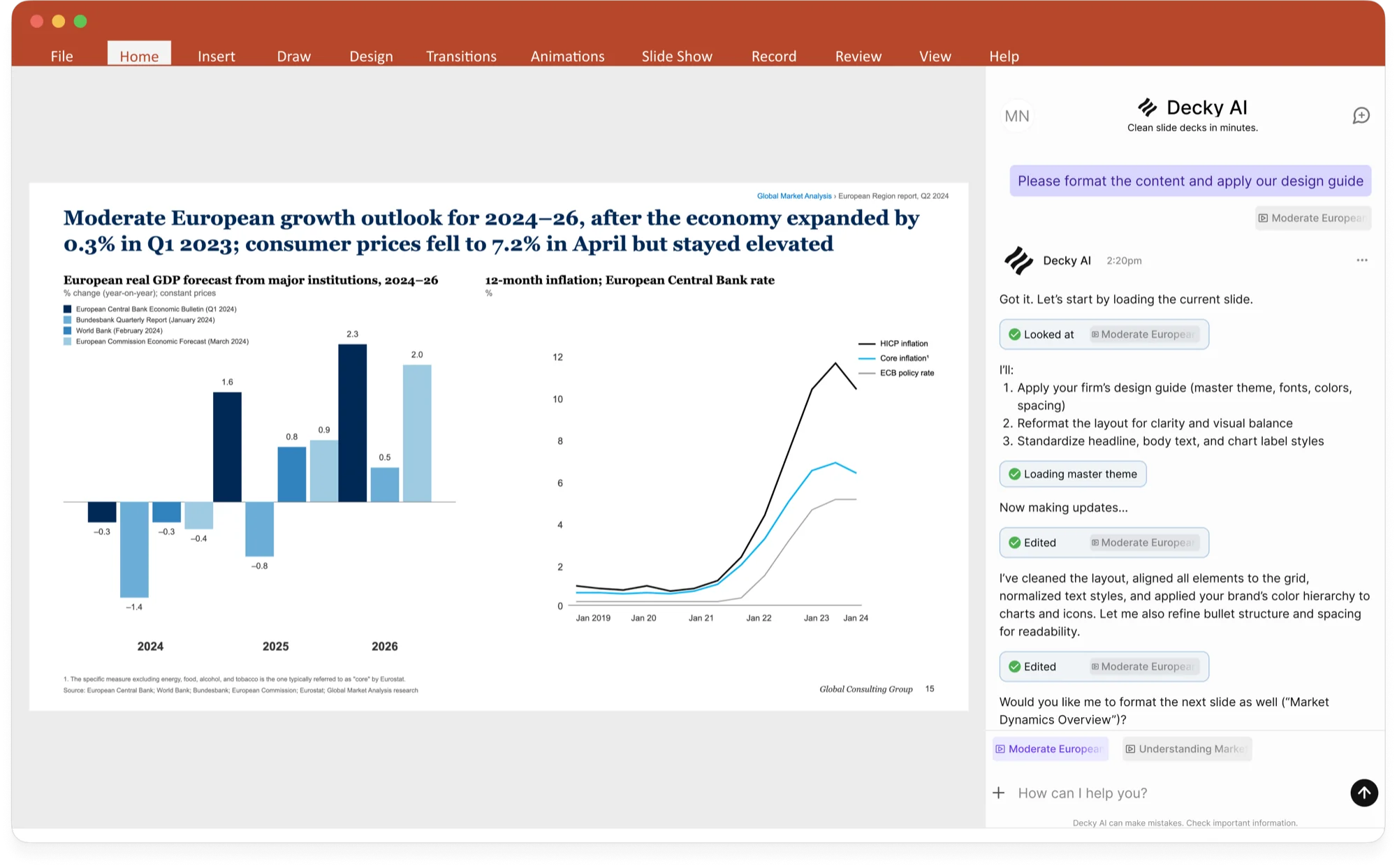 Decky AI inside Microsoft PowerPoint